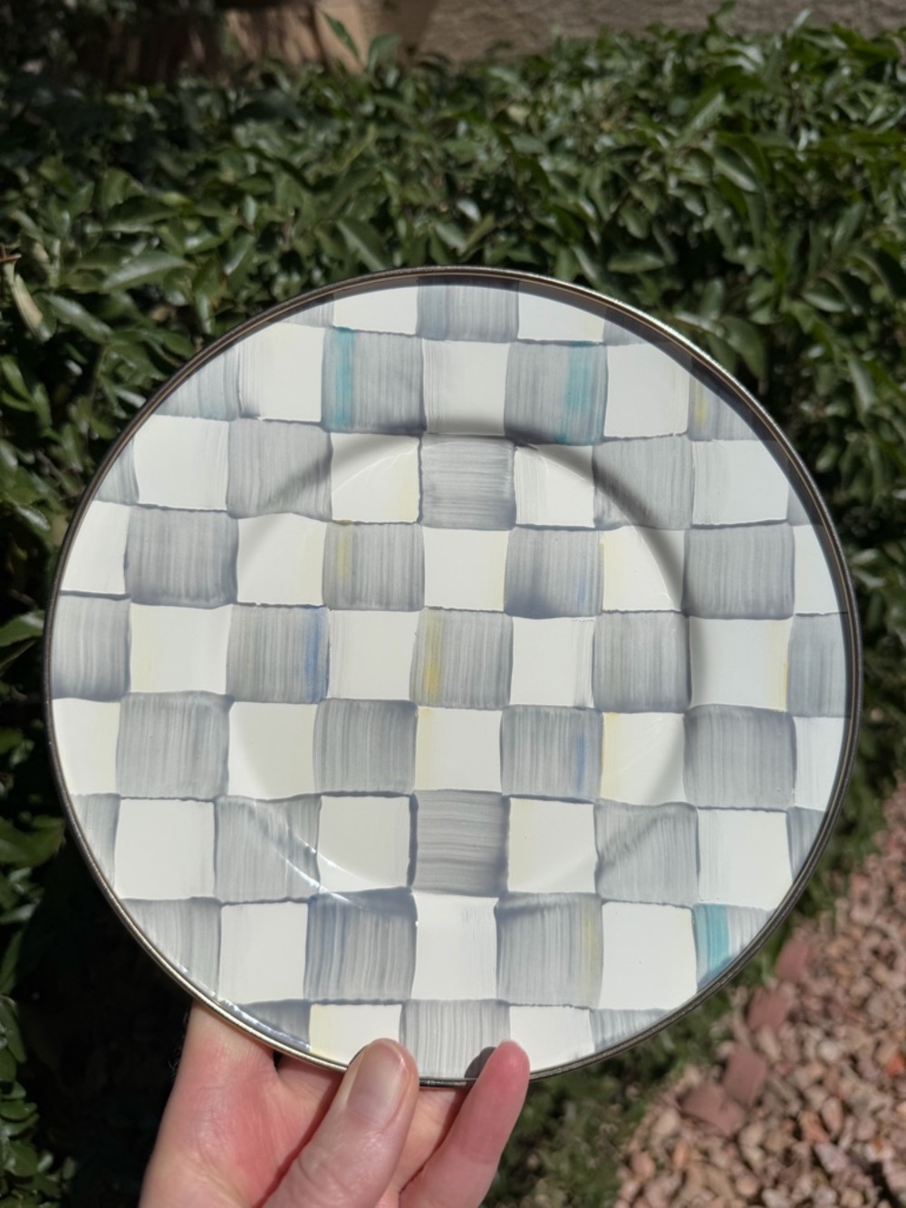 Mackenzie Childs Sterling Check Salad/Dessert Plate
